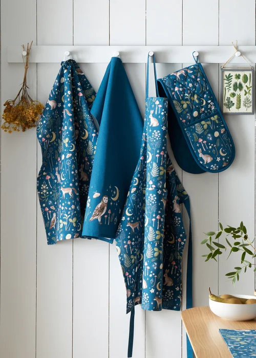 Catherine Lansfield Enchanted Twilight Animals Cotton Kitchen Adult Apron Navy - One Size Image 3