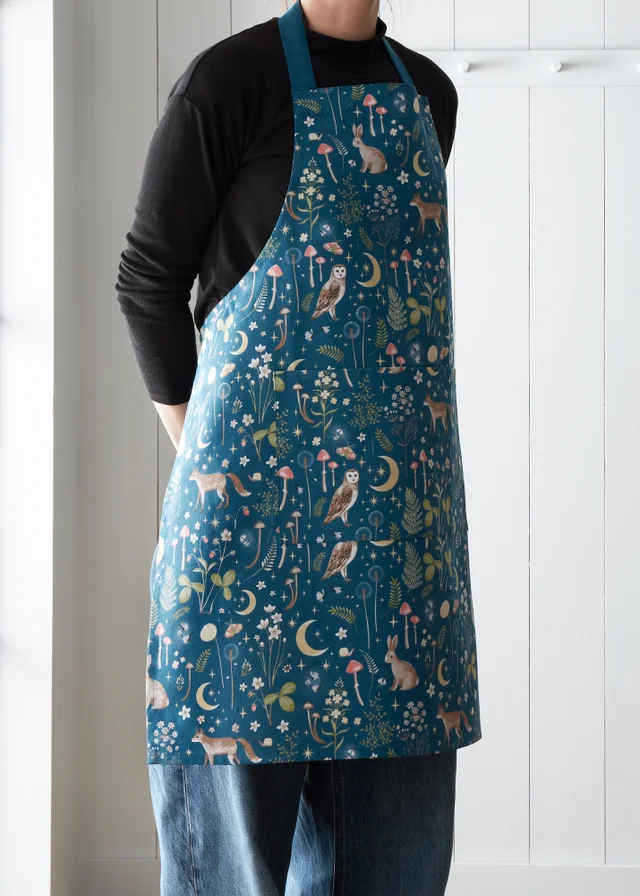 Catherine Lansfield Enchanted Twilight Animals Cotton Kitchen Adult Apron Navy