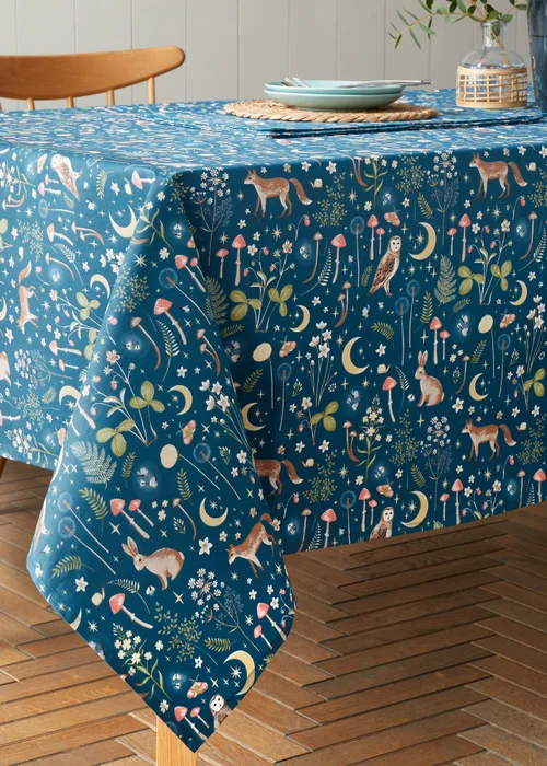 Catherine Lansfield Enchanted Twilight Animals Cotton Table Cloth Navy - 137 x 178cm Image 2