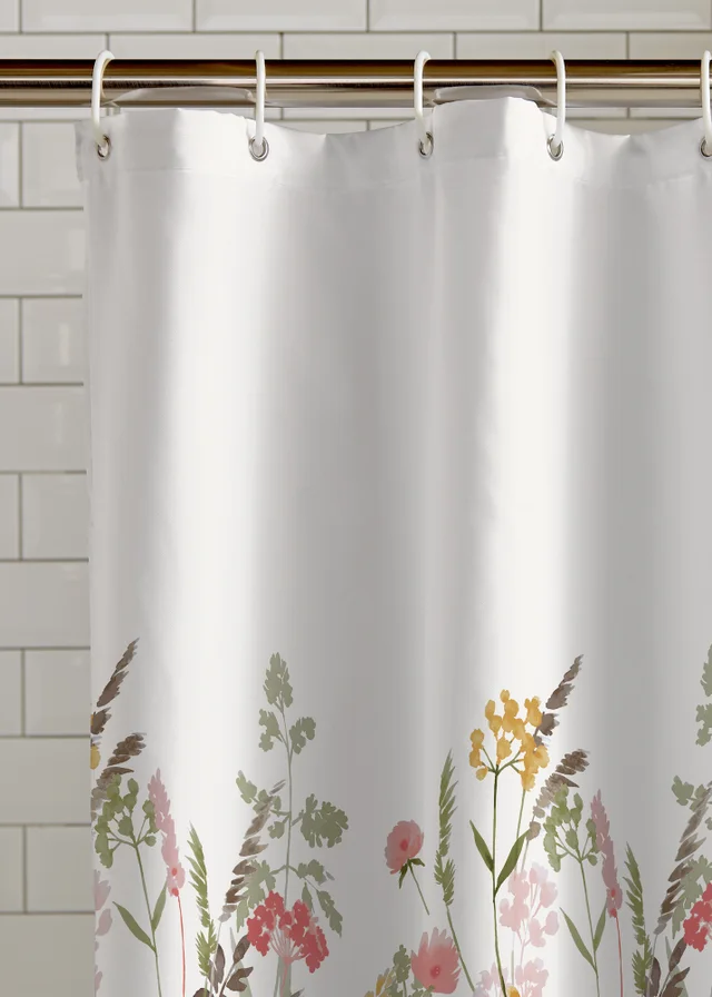 Catherine Lansfield Countryside Floral Shower Curtain Pink
