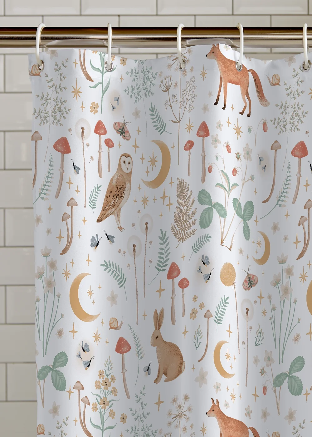 Catherine Lansfield Enchanted Twilight Animals Shower Curtain White - One Size Image 2