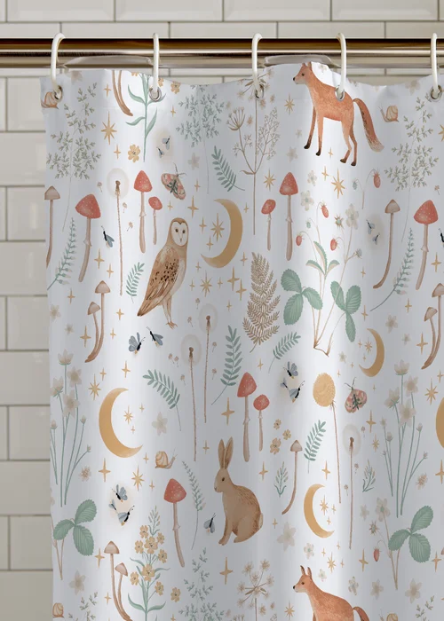 Catherine Lansfield Enchanted Twilight Animals Shower Curtain White - One Size Image 2