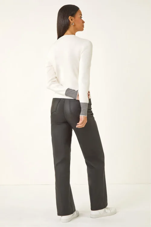 Dusk Ivory Buttoned Ribbed Knit Jumper - 16 Image 3
