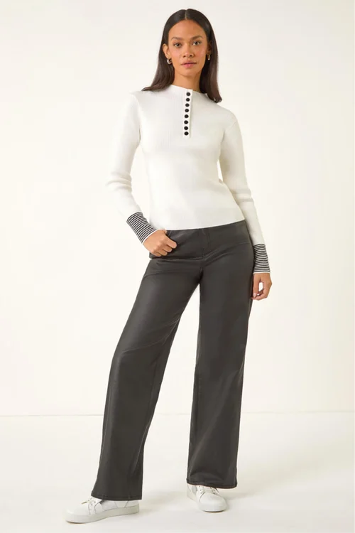 Dusk Ivory Buttoned Ribbed Knit Jumper - 16 Image 2