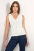 Star By Julien Macdonald Ivory White Ribbed Button Bust Vest Top - Size 18-20 Image 1