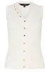 Star By Julien Macdonald Ivory White Ribbed Button Bust Vest Top - Size 18-20 Image 5