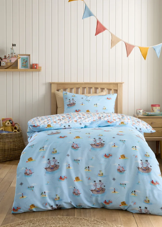 Belle & Boo Pirates Reversible Cotton Duvet Cover Set Blue