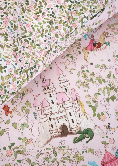 Belle & Boo Fairytale Reversible Cotton Duvet Cover Set Pink - Junior Image 4