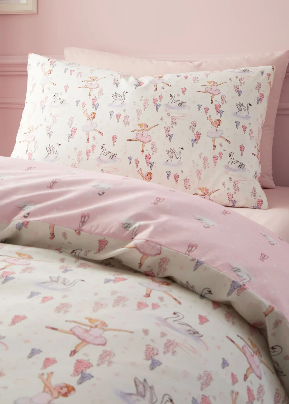 Belle & Boo Ballerina Reversible Cotton Duvet Cover Set Pink - Junior Image 3