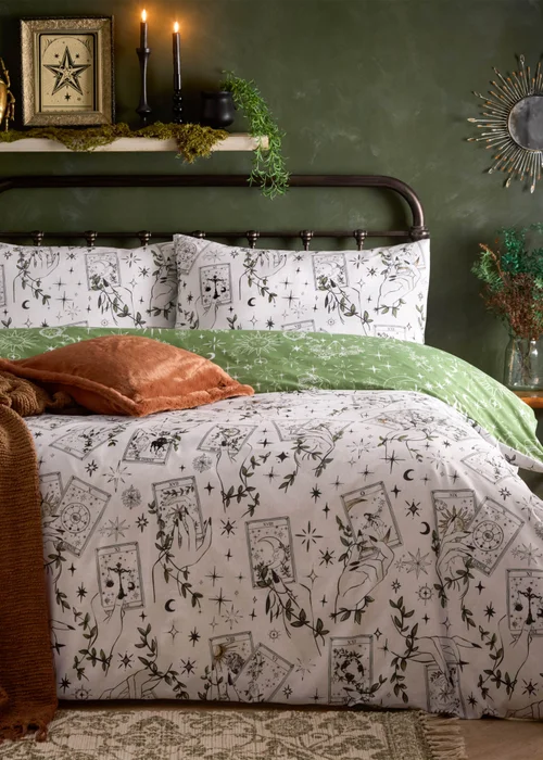 Furn Celestial Stories Printed Reversible Green Duvet Set - Single Image 1
