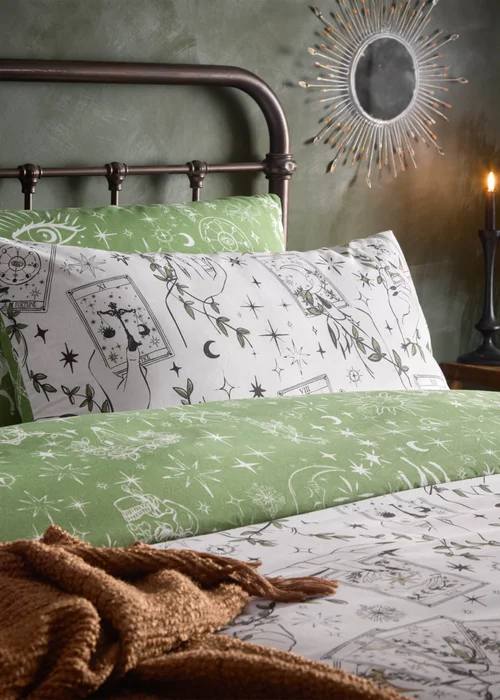 Furn Celestial Stories Printed Reversible Green Duvet Set - Single Image 2