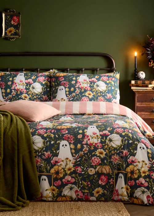 Furn Bootanical Printed Reversible Multicolour Duvet Set - Double Image 1
