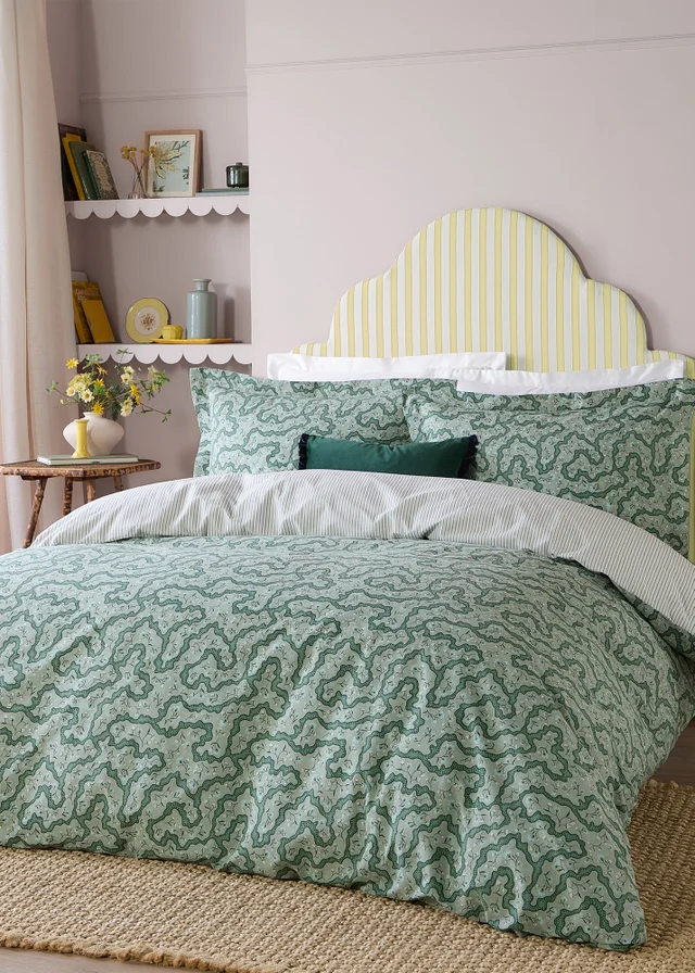 Wylder Brianna Floral 100% Cotton Tarragon Green Duvet Set