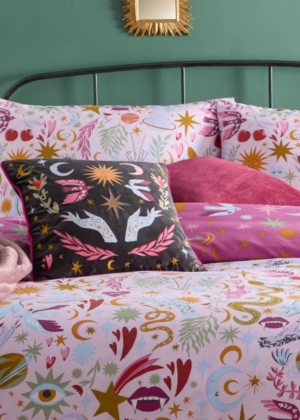Furn Enchanted Printed Reversible Pink Duvet Set - Single Image 3