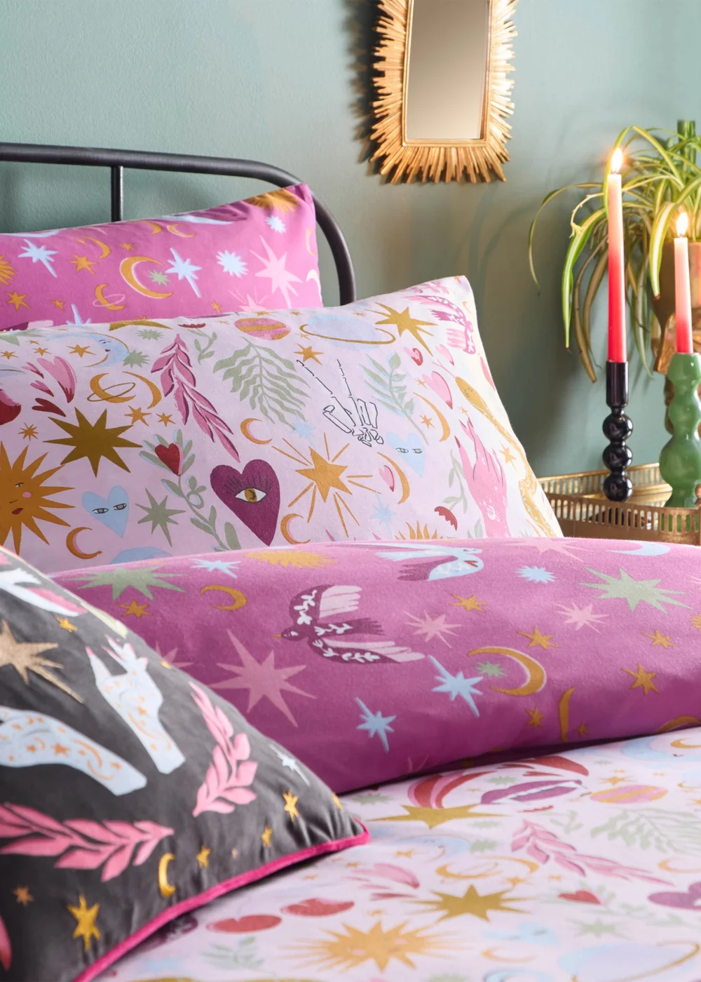 Furn Enchanted Printed Reversible Pink Duvet Set - Single Image 2