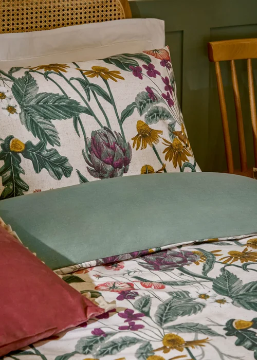 Wylder Florapedia Printed Floral Oatmeal Duvet Set - Single Image 2