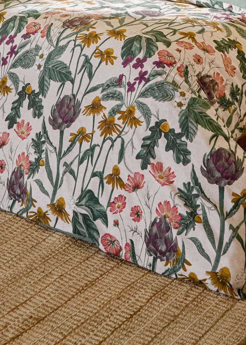 Wylder Florapedia Printed Floral Oatmeal Duvet Set - Single Image 3