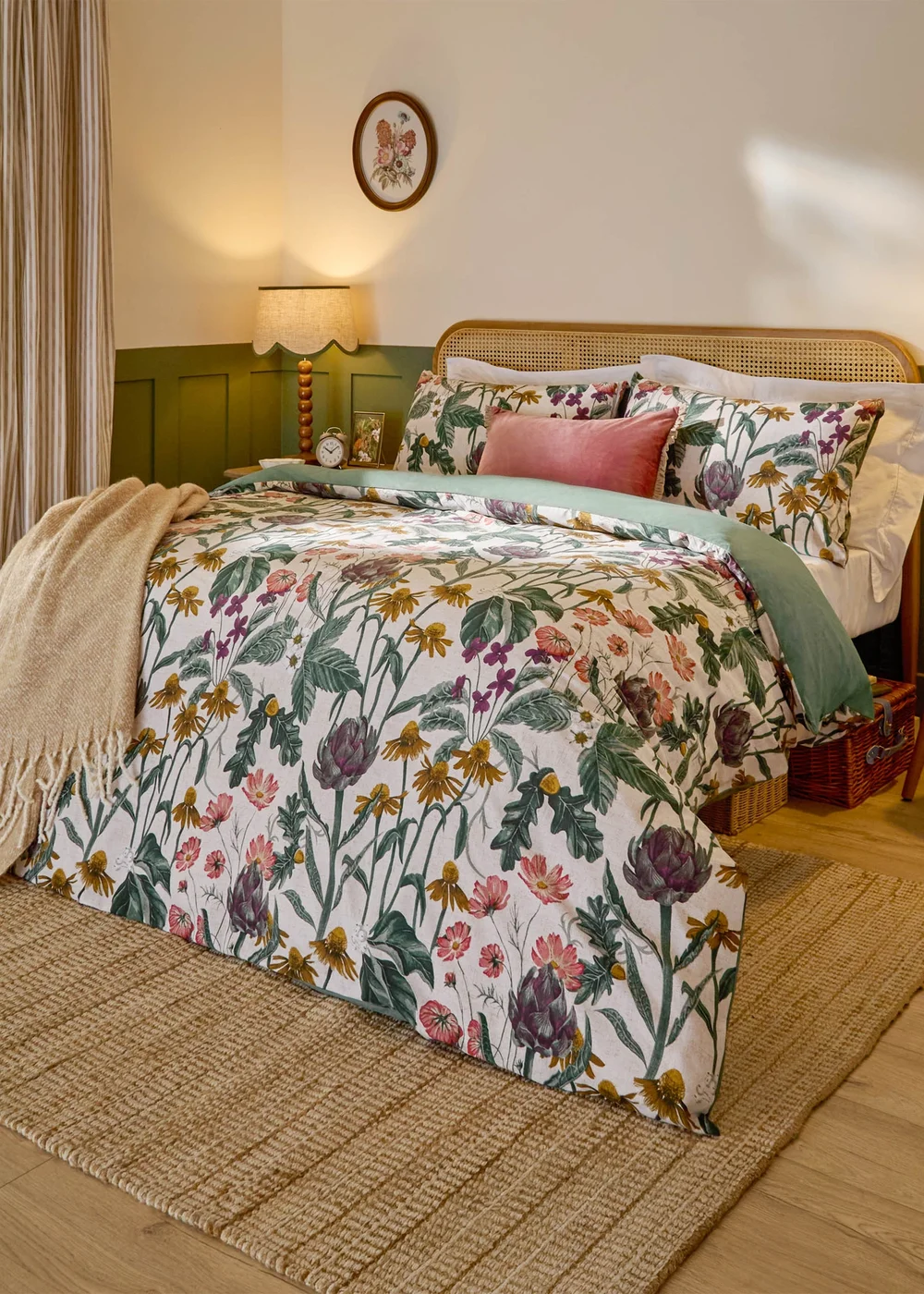 Wylder Florapedia Printed Floral Oatmeal Duvet Set - Single Image 1