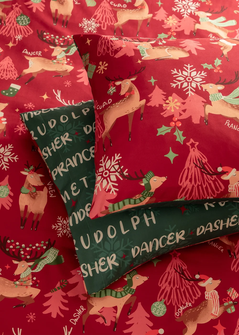 Duvet Day Sleigh Team Soft Touch Red Duvet Set - Single Image 3