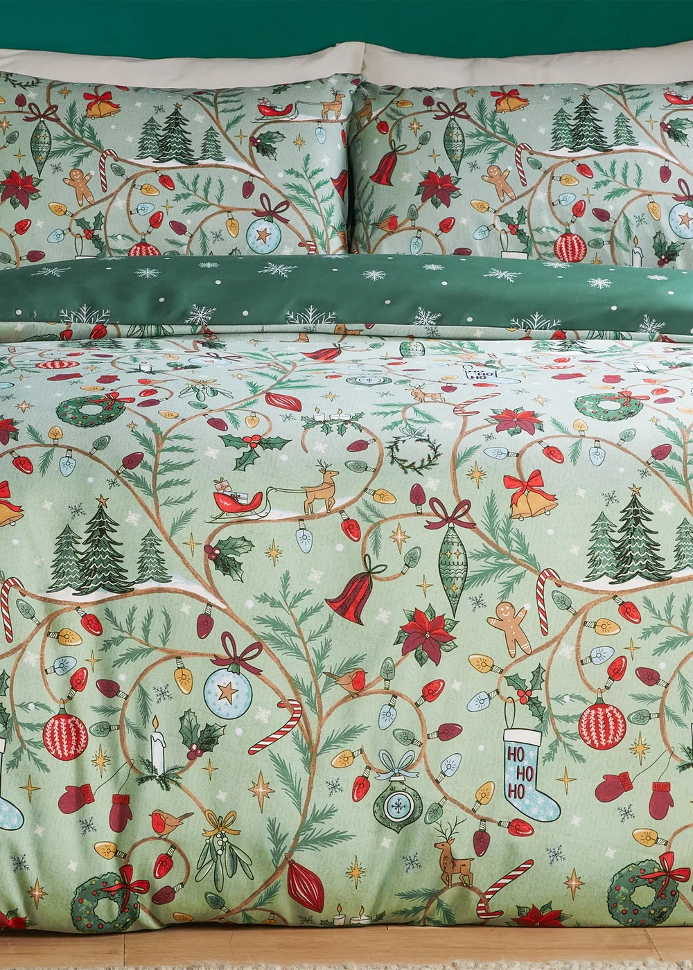 Duvet Day Noelle Soft Touch Reversible Green Duvet Set - Single Image 3