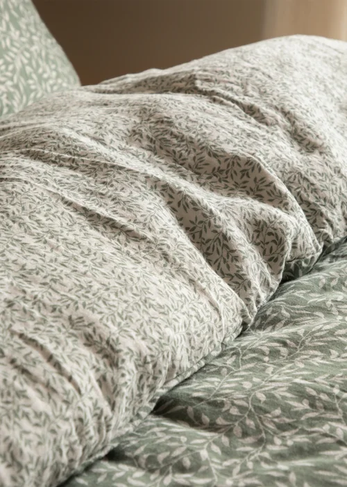 Yard Perrie Leaf Muslin 100% Cotton Forest Green Duvet Set - Single Image 4