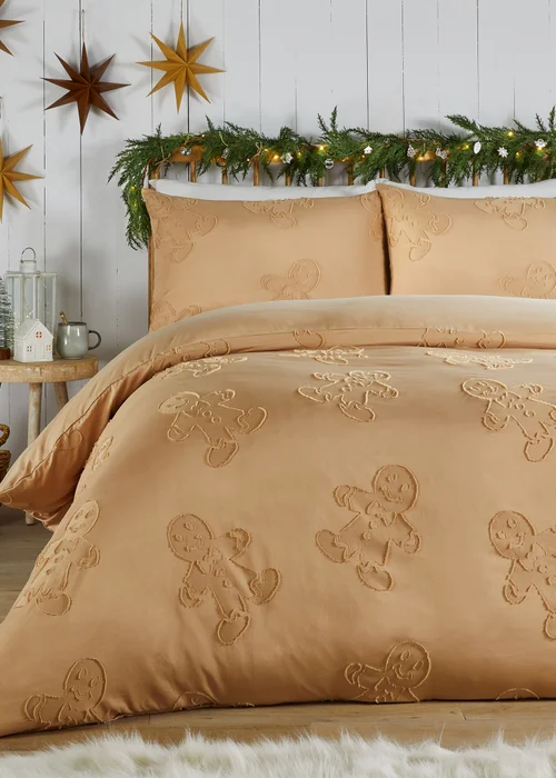 Duvet Day Gingerbread Tufted Soft Touch Ginger Duvet Set - Single Image 1