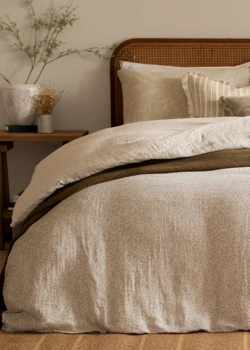 Yard Perrie Leaf Muslin 100% Cotton Natural Duvet Set - Single Image 5