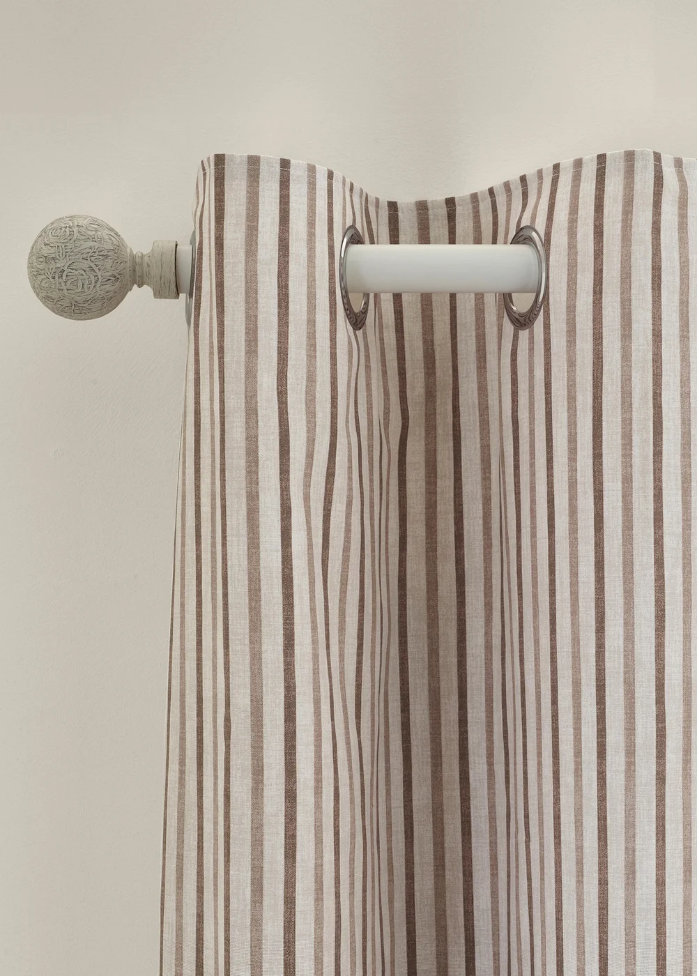 Catherine Lansfield Logan Stripe Lined Eyelet Curtains Natural - 66W X 72D (168x183cm) Image 2