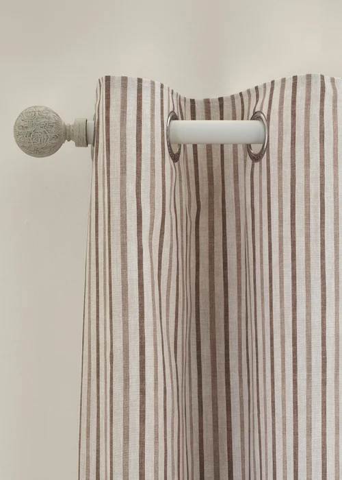 Catherine Lansfield Logan Stripe Lined Eyelet Curtains Natural - 66W X 72D (168x183cm) Image 2
