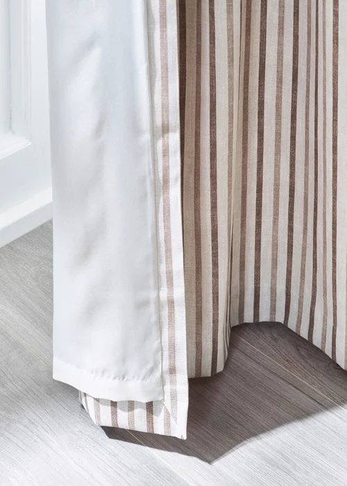 Catherine Lansfield Logan Stripe Lined Eyelet Curtains Natural - 66W X 72D (168x183cm) Image 4