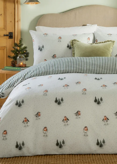 Wylder Nature Robin's Return Brushed Cotton Cream/Pine Duvet Set - Single Image 3