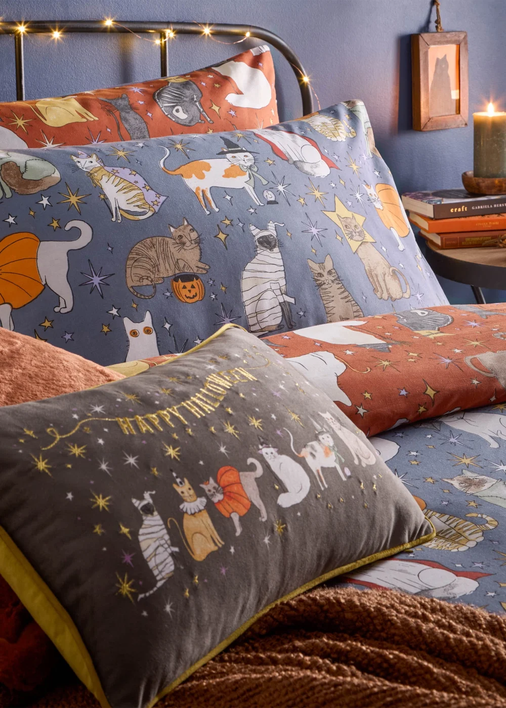 Furn Halloween Pawty Printed Reversible Multicolour Duvet Set - Double Image 3