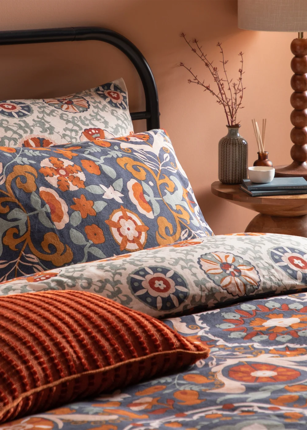 Furn Kinfolk Printed Reversible Denim Blue Duvet Set - Single Image 3