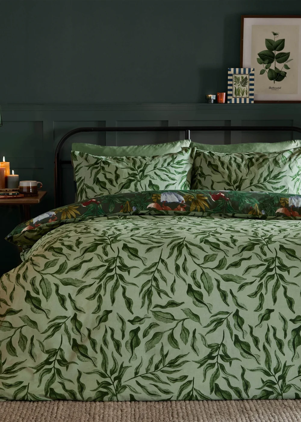 Furn Into The Woods Printed Reversible Forest Green Duvet Set - Single Image 2