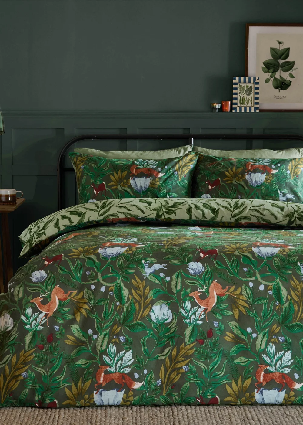 Furn Into The Woods Printed Reversible Forest Green Duvet Set - Single Image 4