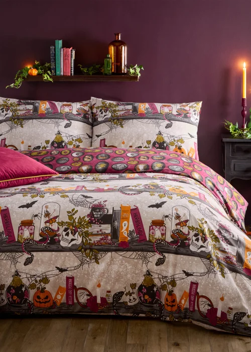 Furn Witchy Tales Printed Reversible Multicolour Duvet Set - Single Image 1