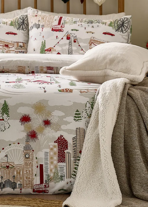 Furn Joy To All Printed White Duvet Set - Single Image 3