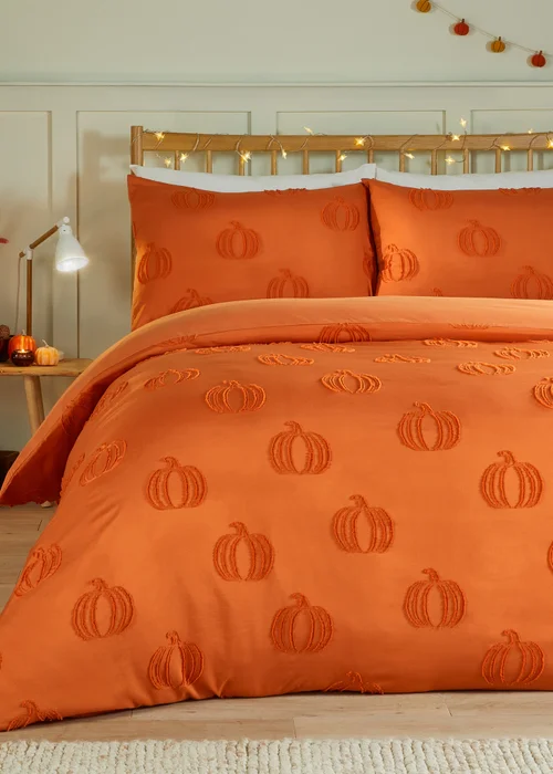 Duvet Day Pumpkin Fields Soft Touch Tufted Multicolour Duvet Set - Single Image 1