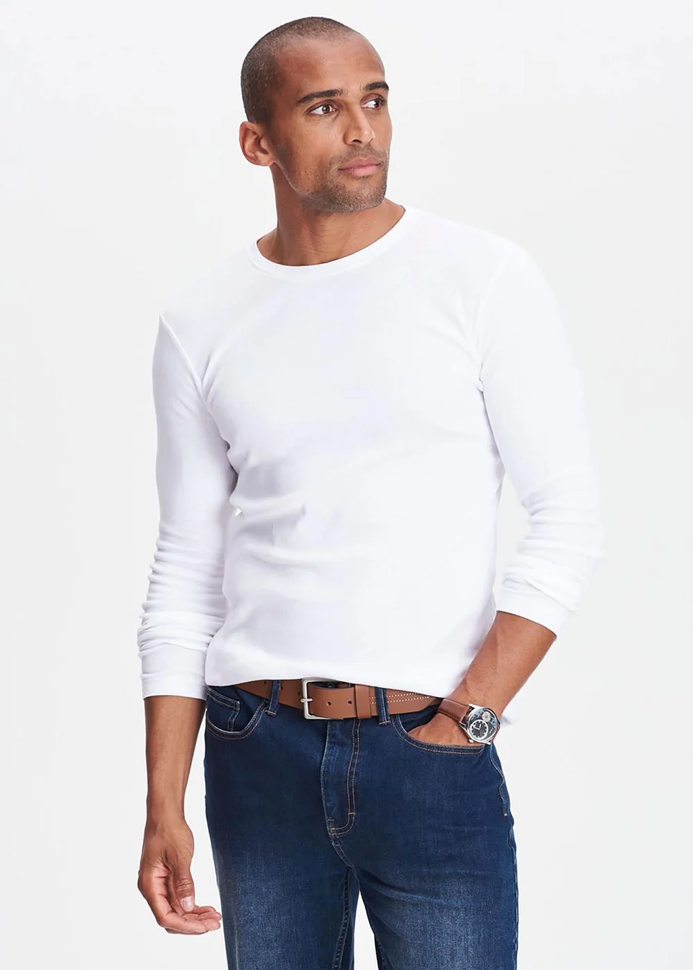 Cotton Traders White Long Sleeve Crew Neck Base Layer - L Image 4