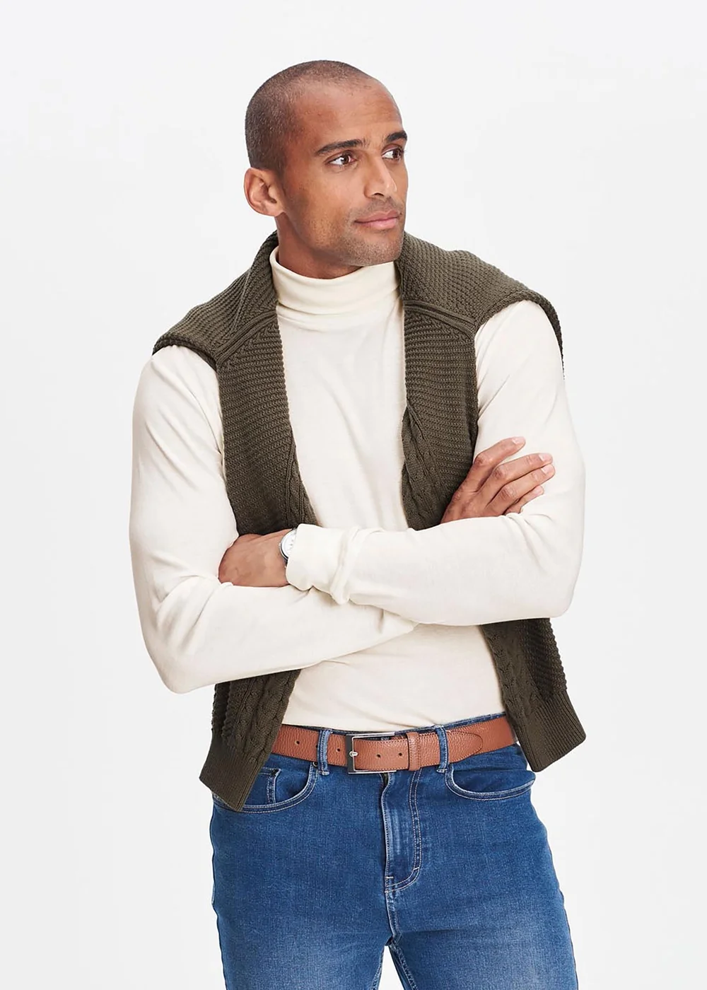 Cotton Traders Cream Long Sleeve Roll Neck Top - XS Image 1
