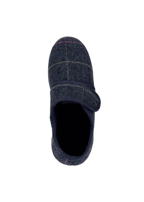Cotton Traders Navy Adjustable Check Slippers - 11 Image 2
