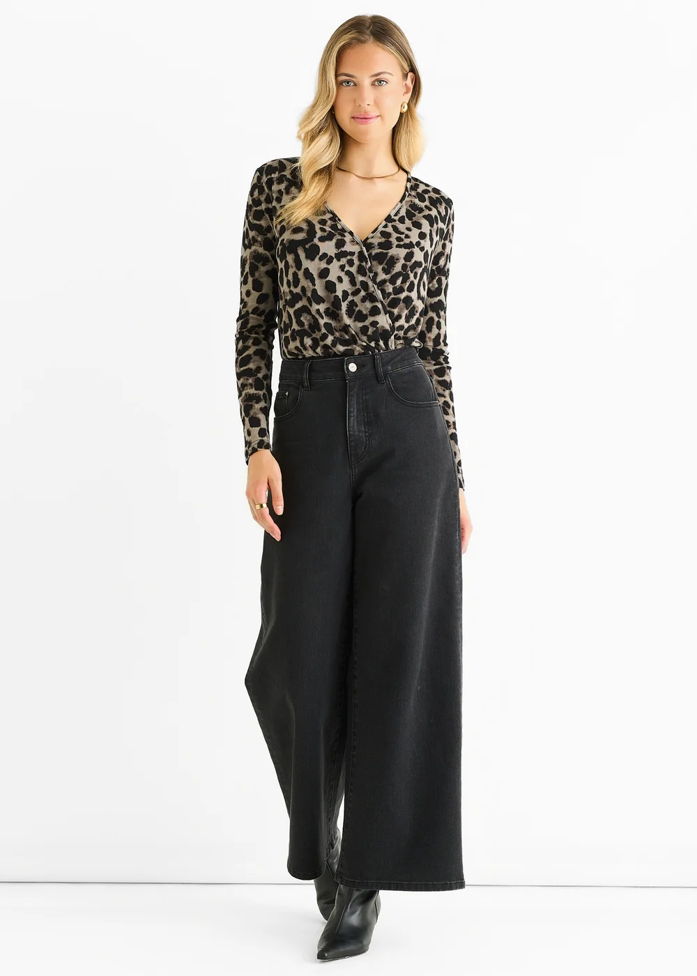 Gini London Grey Animal Wrap Jersey Bodysuit - 10 Image 1