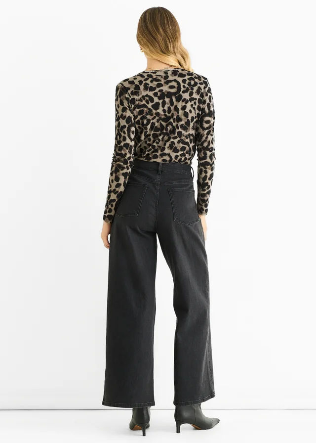 Gini London Grey Animal Wrap Jersey Bodysuit