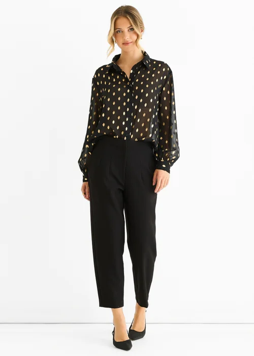Gini London Black Chiffon Foil Jacquard Sheer Shirt - M/L Image 1