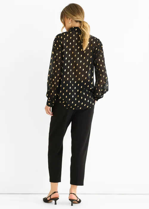 Gini London Black Chiffon Foil Jacquard Sheer Shirt - M/L Image 2
