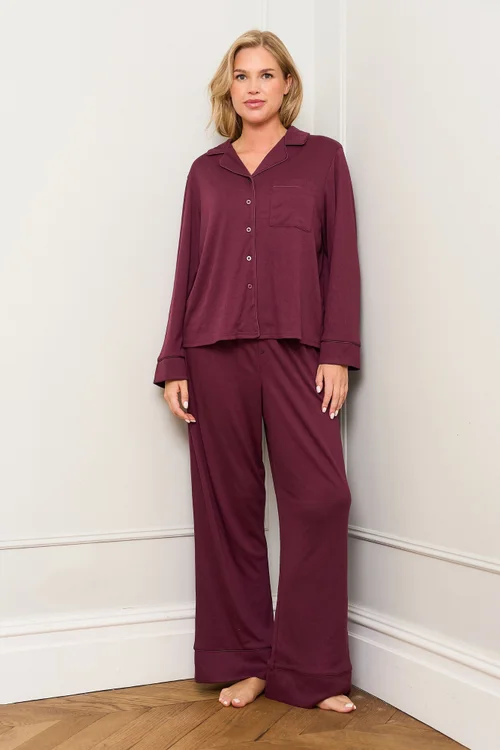 JimJam Burgundy Traditional Pyjama Set - S Image 1