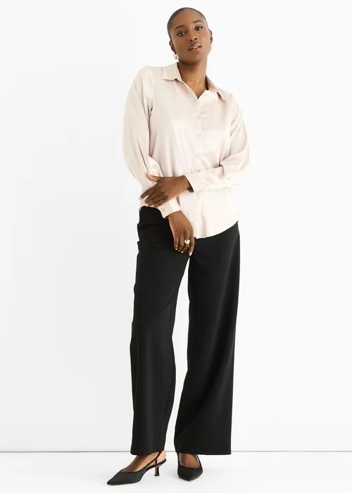 Gini London Oyester Satin Loose Fit Button Through Shirt - Size 10 Image 1