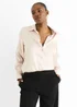 Gini London Oyester Satin Loose Fit Button Through Shirt - Size 10 Image 3