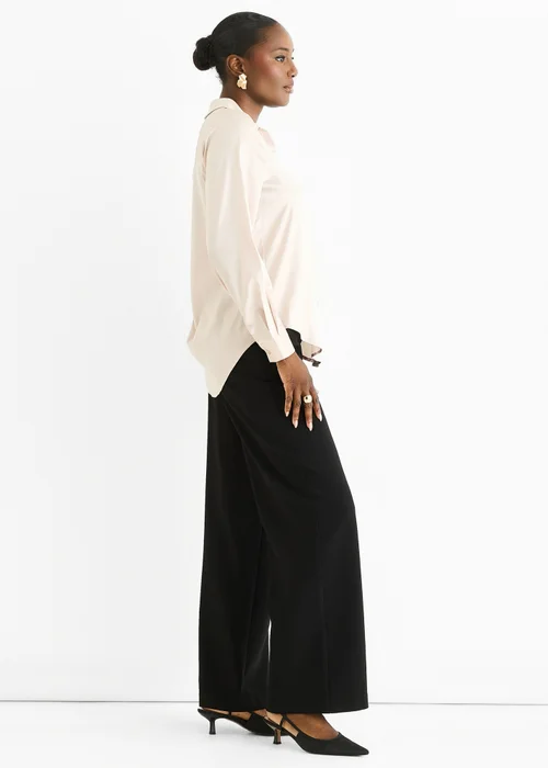 Gini London Oyester Satin Loose Fit Button Through Shirt - Size 10 Image 4