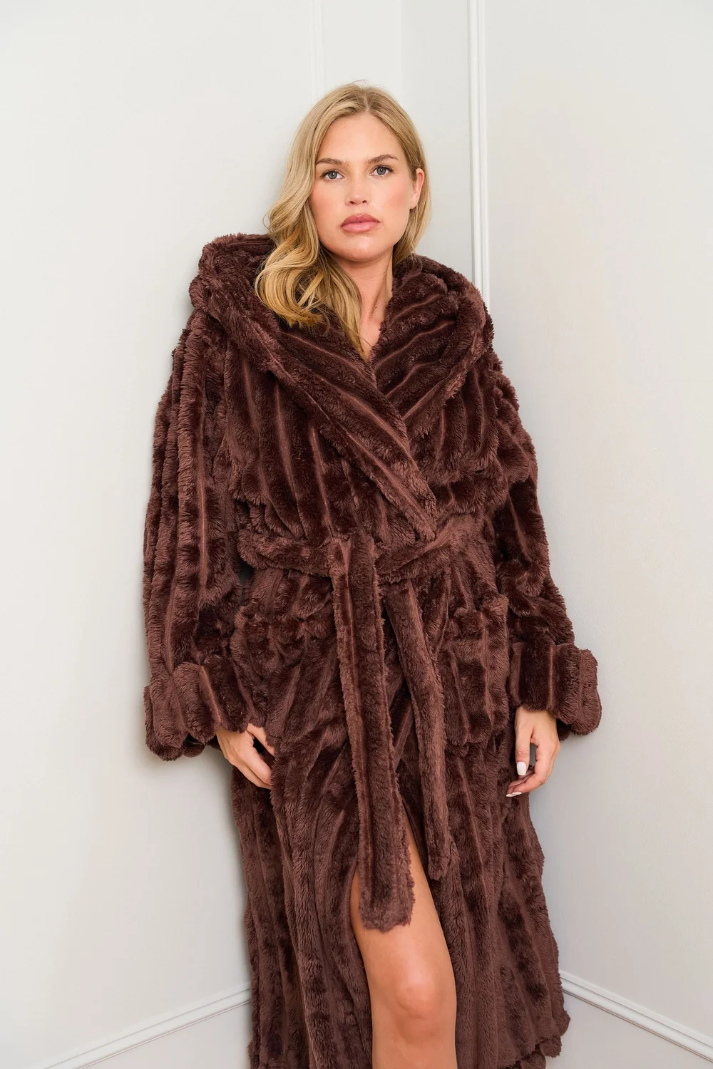 JimJam Chocolate Ribbed Dressing Gown - Large/Extra Large Image 2